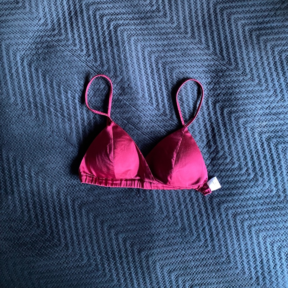Lilysilk Silk Padded Bralette Size Small Burgundy Mulberry Luxury Cherry Red